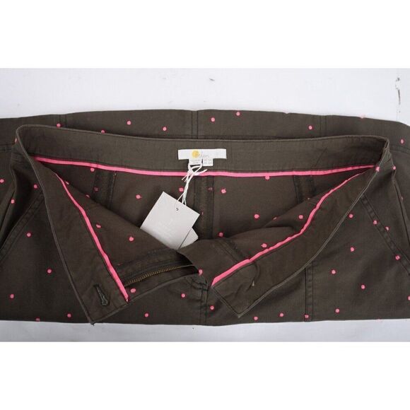 Boden Womans Chino Skirt UK 14R US 10R Army Green Pink Polka Dots NWT - Picture 6 of 7
